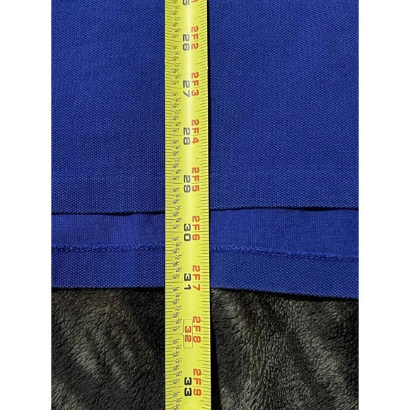 Ralph Lauren Polo Shirt Mens 2XL Blue Big Pony Custom Fit Orange 3 Patch Pique - Picture 7 of 8